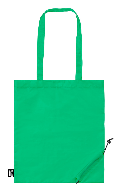 Sac shopping pliable en RPET - polyester RPET 190T - anses longues - labélisé RPET_0
