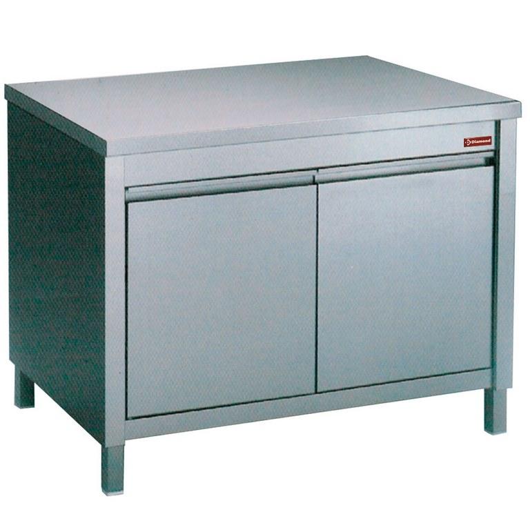 Table sur armoire - 2 portes battantes - 800x700x880/900 mm - Acier inox AISI 304 - Modèle TA87/U_0
