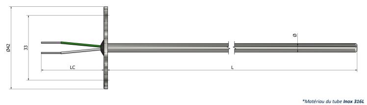 Thermocouple avec tête de raccordement interchangeable - Sortie fils - Type TI00_0