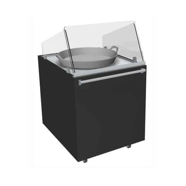 Vitrine à plats cuisinés service traditionnel 1 poêlon 3 kw L 800 x P 1000 x H 860/1310 mm (type de produit: Vitre avant inclinée)_0