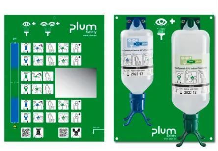 188944W - Station murale avec 2 bouteilles rince-œil - lotion oculaire selon EN 15154-4 avec solutions tampon et saline_0