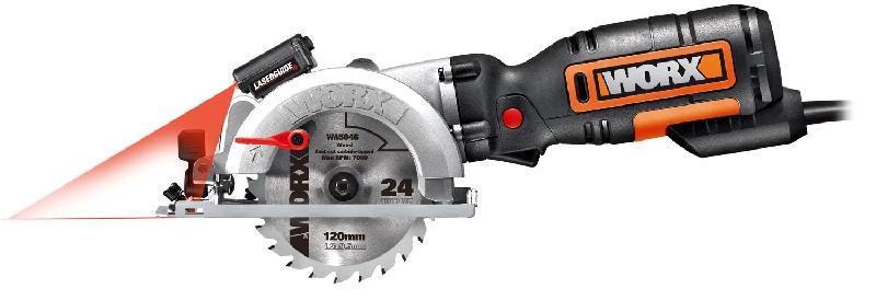 WORX WX427 - Scie circulaire 710W XL Worxsaw avec laser et lame de 120 mm - Profondeur de coupe 46 mm à 90°_0