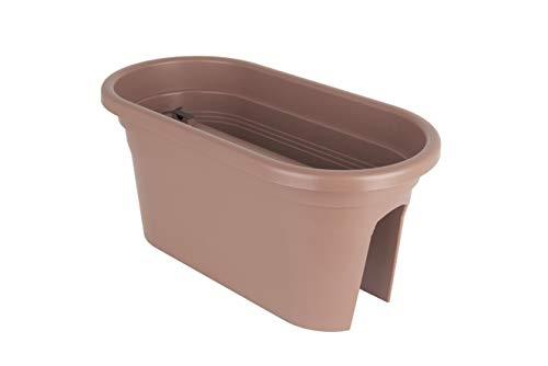 Artevasi Venezia - Jardinière balcon ovale taupe avec fond divisé et 3 fixateurs ajustables inclus_0