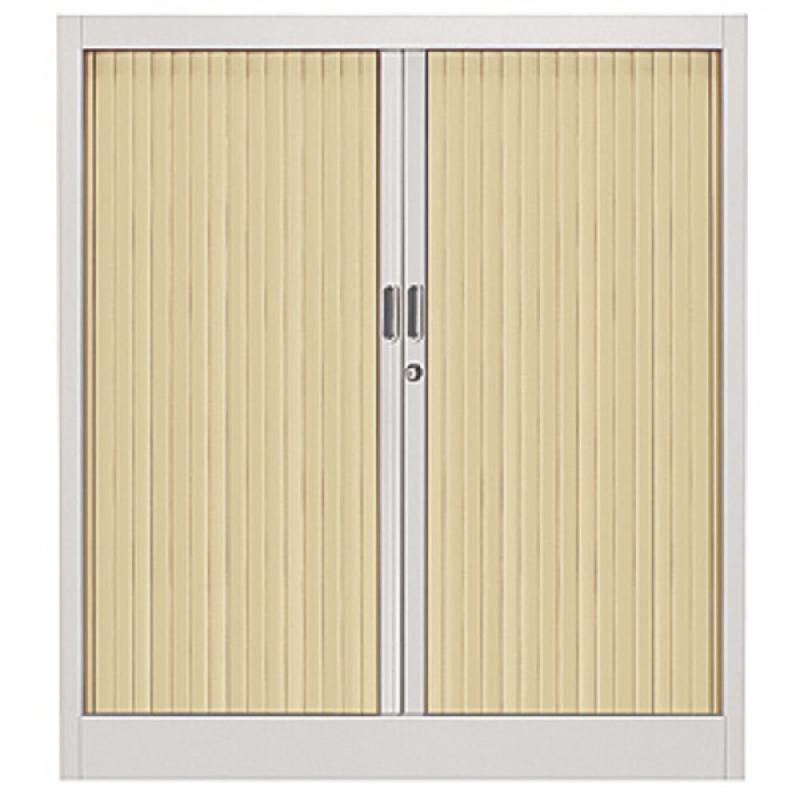 ARMOIRE MÉTAL CLASSTOUT COLOR - A RIDEAUX - L. 90 X  H. 100 CM - CORPS ALUMINIUM  - RIDEAUX HÊTRE