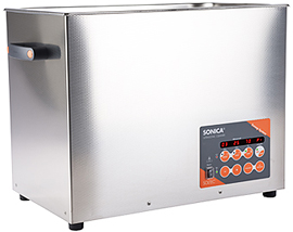 Bac de nettoyage par ultrasons industriel SONICA - Volume 21 litres - Cuve tout inox et panier en mailles_0