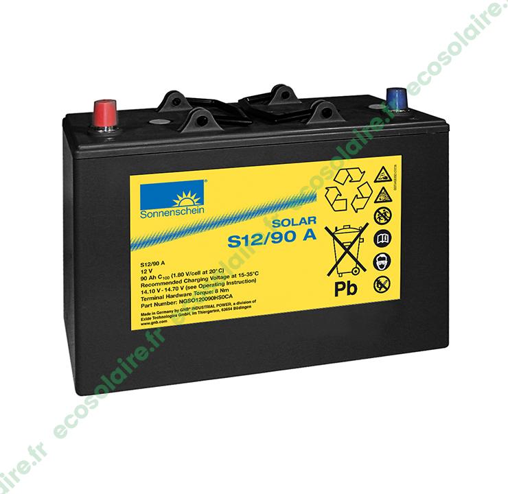 Batterie solaire Sonnenschein S12/90 - 90Ah 12V - étanche au gel avec 2 colliers et 2 capuchons_0
