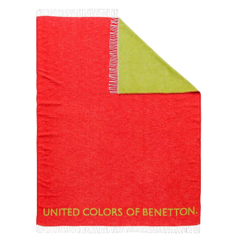 Benetton - Plaid 140x190cm 320gsm 60% coton 40% acrylique rouge&vert - multicolore BE007_0