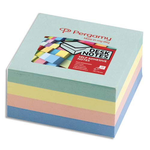 BLOC CUBE PERGAMY - 7,6 X 7,6 CM - 320 FEUILLES REPOSITIONNABLES - COLORIS ASSORTIS NEON