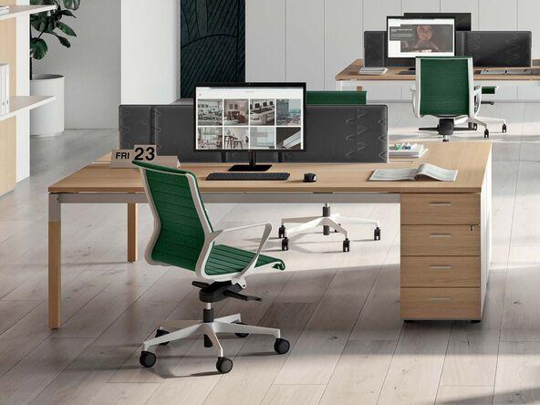 Bureau bench 2 personnes Requiem Wood avec caisson 4 tiroirs_0