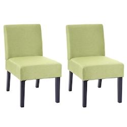 Décoshop26 - Lot de 2 chaises à manger en tissu vert pieds en bois design simple siège extra long 04_0000396 - 3000253388983_0