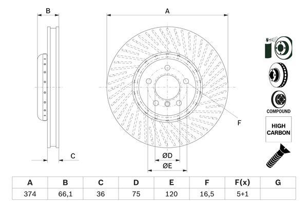Disque de frein Bosch 0986479E27 - avant - ventilé - boîte de 1 disque_0