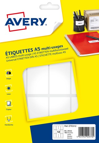 ETIQUETTE A5 MULTI-USAGES 56 X 34 MM (VENDU PAR 192)