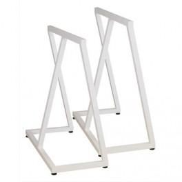 GAUTIER SET 2 TRETEAUX STREET COLORIS BLANC - DIMENSIONS : L63 X H70 X P32 CM