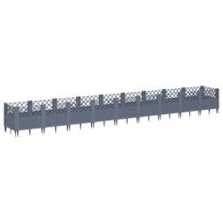 Helloshop26 - Jardinière bac lit surélevé plantes fleurs terrasse jardin avec piquets 363,5 x 43,5 x 43,5 cm PP gris 02_0038194 - 3000214129150_0