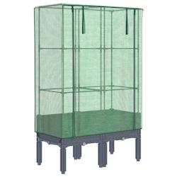 Helloshop26 - Jardinière bac lit surélevé plantes fleurs terrasse jardin surélevée avec housse aspect rotin 80 x 40 x 140 cm gris 02_0038793 - 30_0