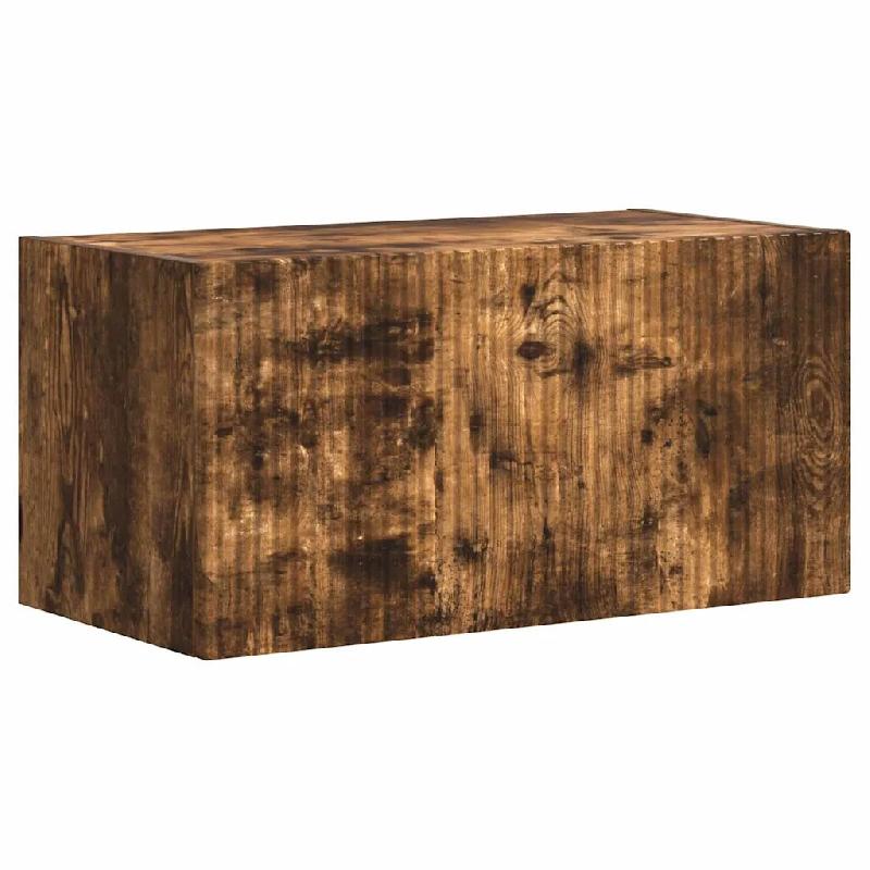 Helloshop26 - Meuble TV mural moderne avec étagères pratique 60 x 31 x 29,5 cm en bois d'ingénierie chêne fumé 02_0054892 - Bois massif 3000238709482_0