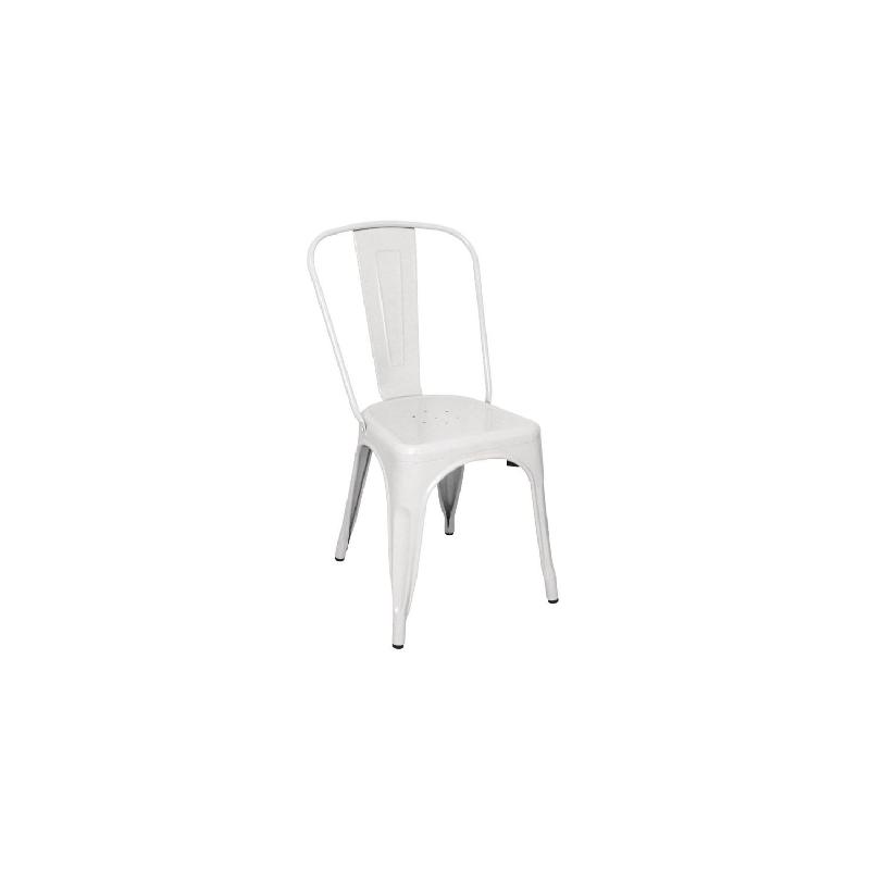 Lot de 4 chaises empilables de bistro assise (H)440 mm, en acier galvanisé blanc_0