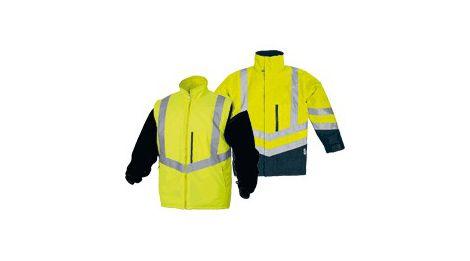 Parka 4 en 1 ROAD-WAY COVERGUARD - haute visibilité - jaune fluo et bleu marine - tailles M - manches amovibles, bandes réfléchissantes_0