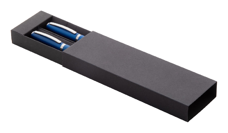 Parure stylo métal - Stylo roller et stylo bille en aluminium recyclé - Boîte cadeau en papier noir_0