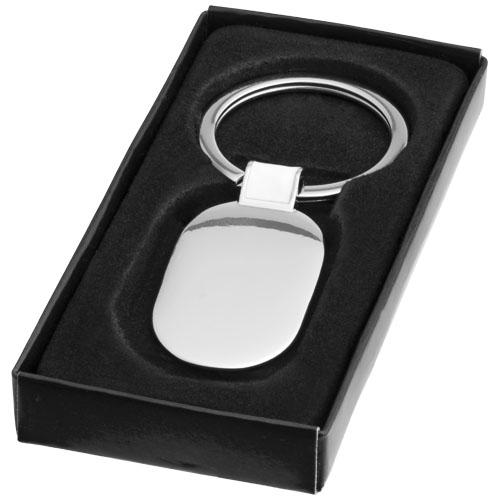 Porte-clés ovale Barto - aluminium avec passant de couleur - livré sous boîte cadeau noire_0