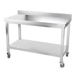 Table de travail en inox 1600 x 700 mm adossée sur roulettes / GOLDINOX - inox 3701770805761_0