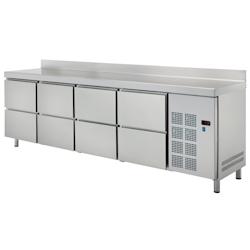 Table froide 8 tiroirs - 2545x600x850 mm - 350 W 230/1V - 79289509 Eurast - inox 79289509_0