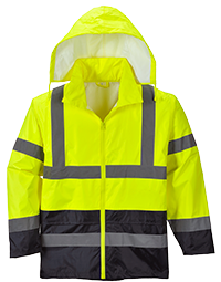 Veste de pluie hi-vis bicolore jaune marine H443 - XL - bandes réfléchissantes, capuche détachable, certifiée CE_0