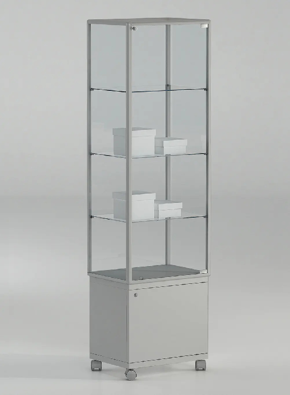 Vitrine colonne avec rangement 51-mpva - gris clair_0