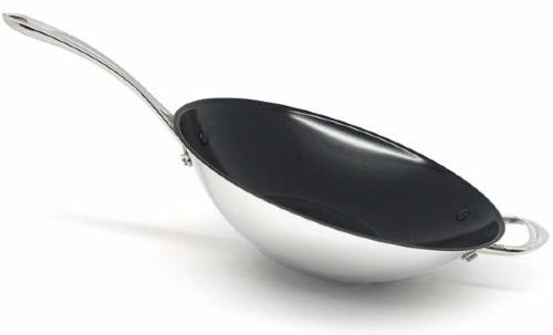Wok 30 cm anti-adhésif - Evergreen in White - Fond inox/aluminium - Aubecq_0