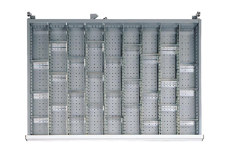 Agencement pour tiroir h.100 ou h.125 mm d'armoire métallique gb en casiers amovibles l.90 mm_0