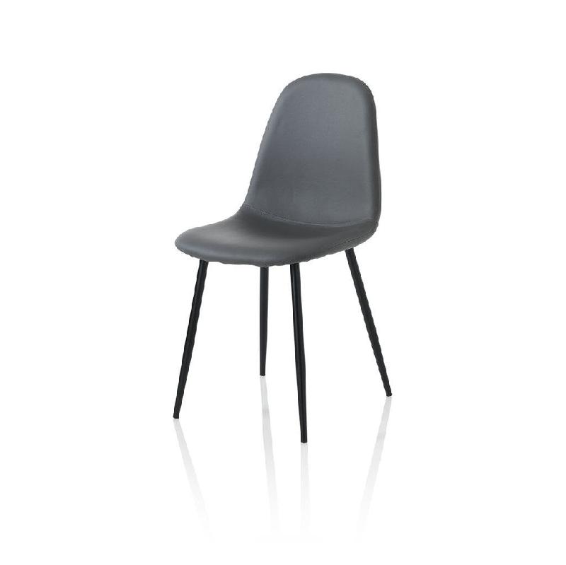 AQA Design Ensemble de 4 chaises en imitation cuir gris ALBA L.44 P.50 H.85 MP01836 - gris textile MP01836_0