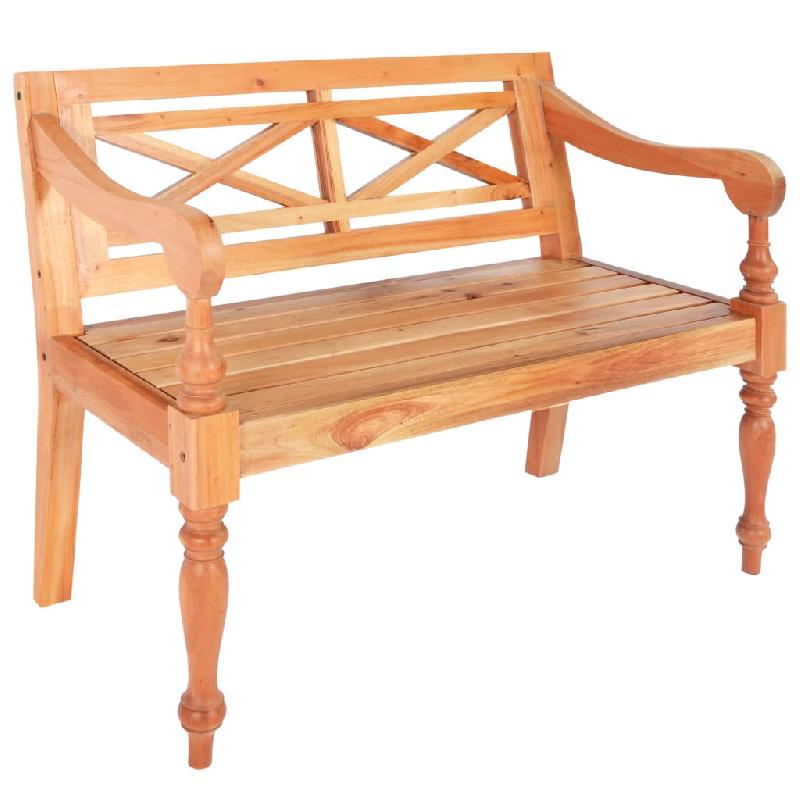 Banc banquette Batavia - 98 x 50 x 82 cm - Bois d'acajou massif marron clair - 02_0011008_0
