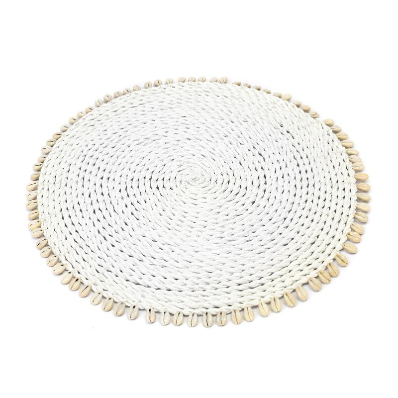 Bazar Bizar Set de table en herbe de mer coquillages 38x38x1 cm blanc - blanc multi-matériau BAJN057W_0