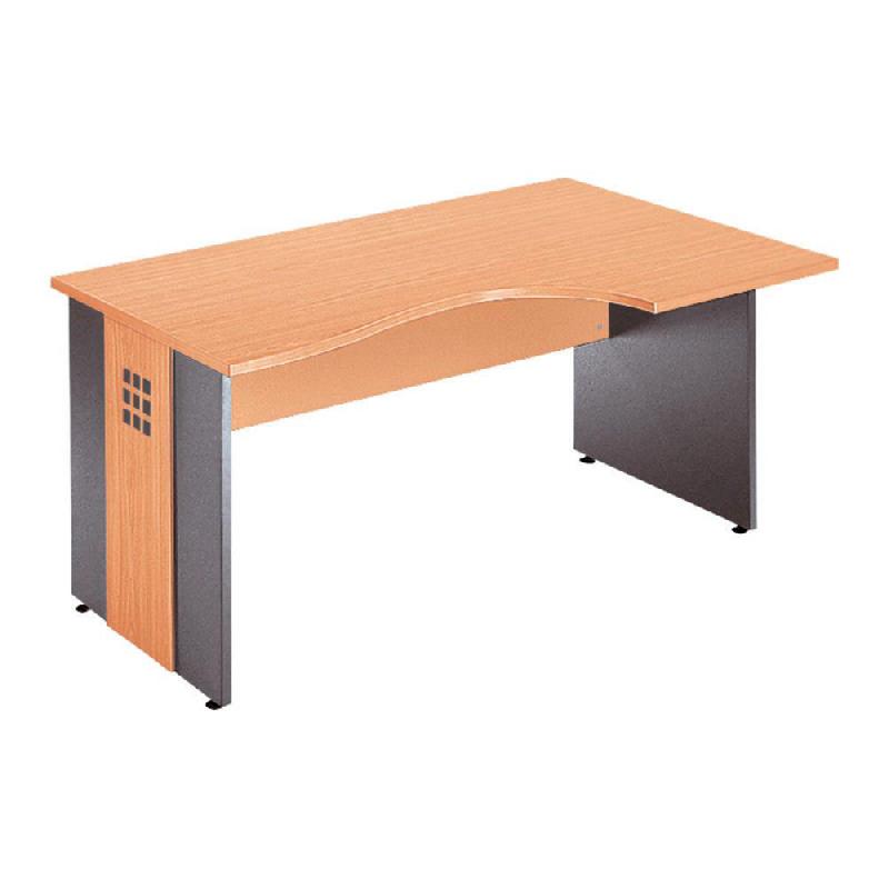 BUREAU COMPACT RETOUR A DROITE AXIOME - L. 160 X P. 100 CM - PLATEAU HETRE - PIEDS PLEINS ANTHRACITE