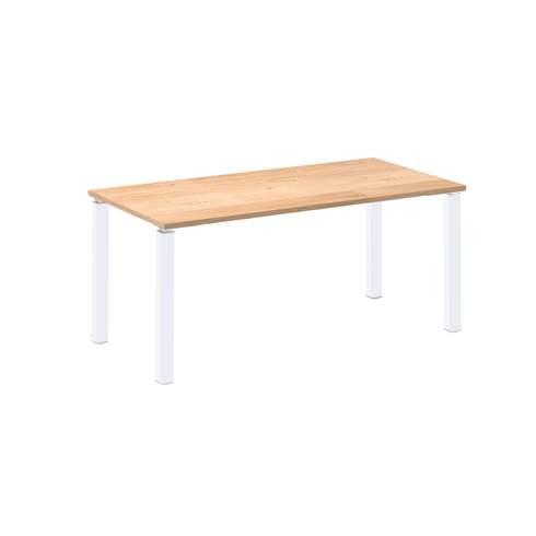 BUREAU DROIT EDEN L 160 X P 80 CM PLATEAU CHÊNE CLAIR PIÉTEMENT MÉTAL BLANC