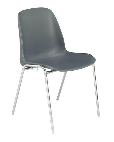 LOT DE 4 - CHAISE COQUE SORA - COQUE POLYPROPYLÈNE - PIEDS MÉTAL - VERSION ACCROCHABLE - GRIS