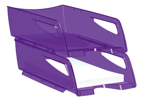 LOT DE 6 - CORBEILLE À COURRIER MAXI FORMAT CEP TENDANCE VIOLET TRANSLUCIDE