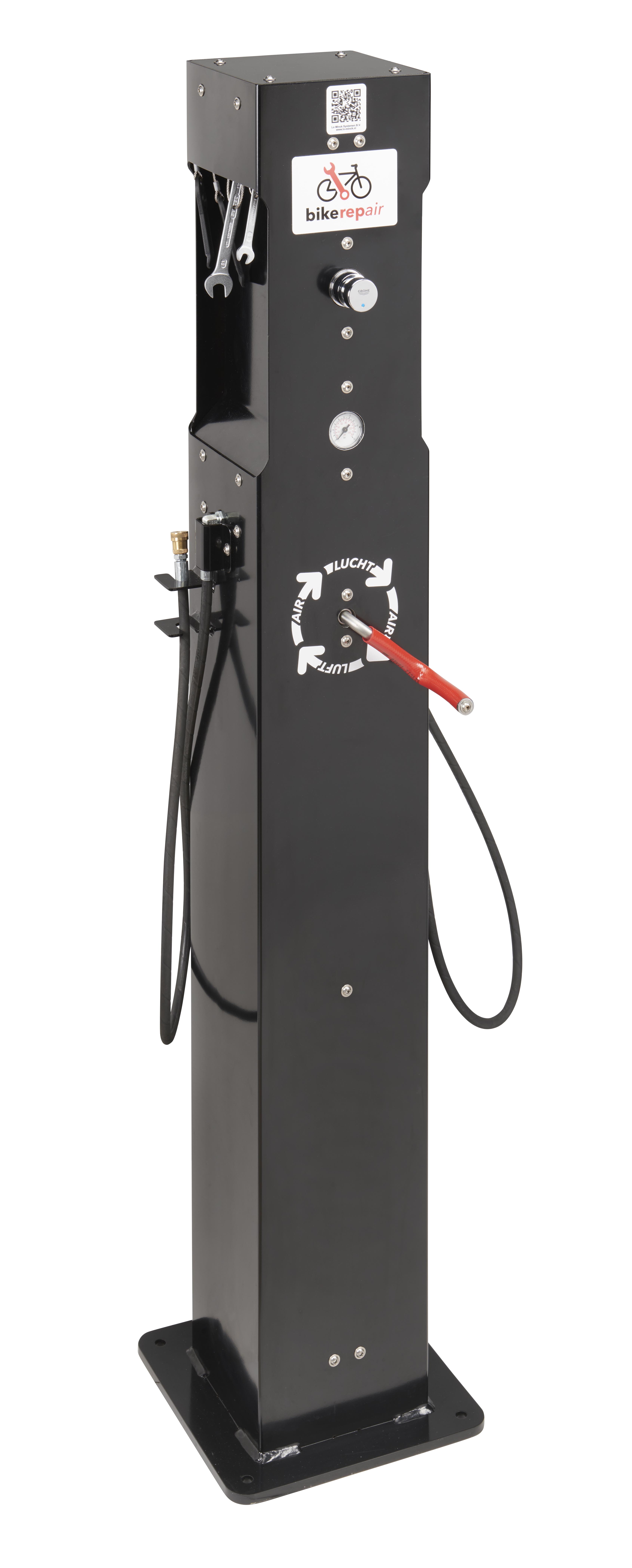 Borne de gonflage et d'entretien inox pour vélo - Outils sécurisés et pompe compatible toutes valves - CykiFIX 2_1