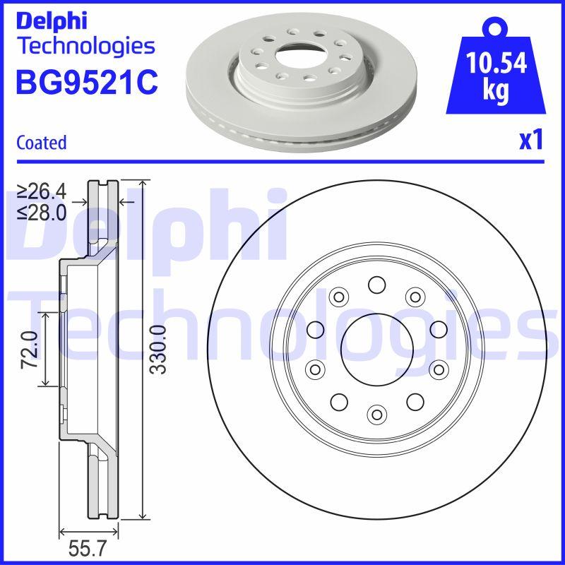 Disque de frein Delphi BG9521C - ventilé - côté avant_0