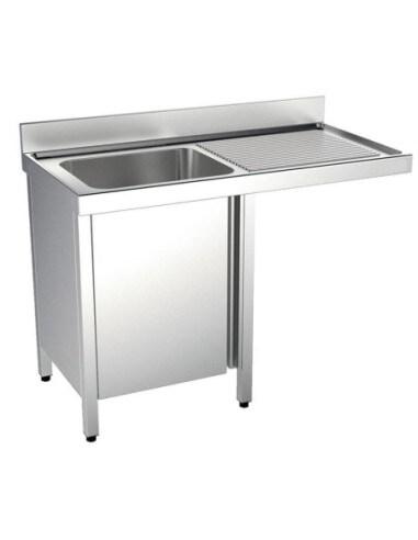 Distform Plonge inox 1 bac sur placard fermé et passage lave-verres P 550 mm-bac à gauche longueur 1200mm - 8445842000825_0