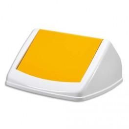 DURABLE COUVERCLE BASCULANT POUR POUBELLE DURABIN SQUARE 40 BLANC/JAUNE