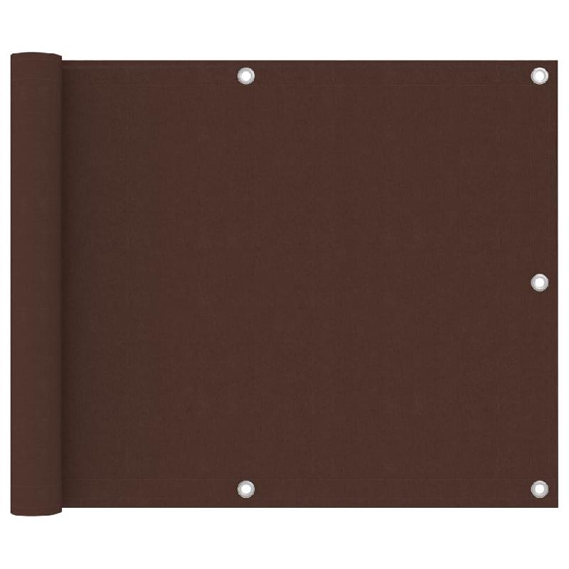 Écran de balcon imperméable - tissu Oxford marron 75 x 300 cm avec œillets en aluminium et corde incluse_0
