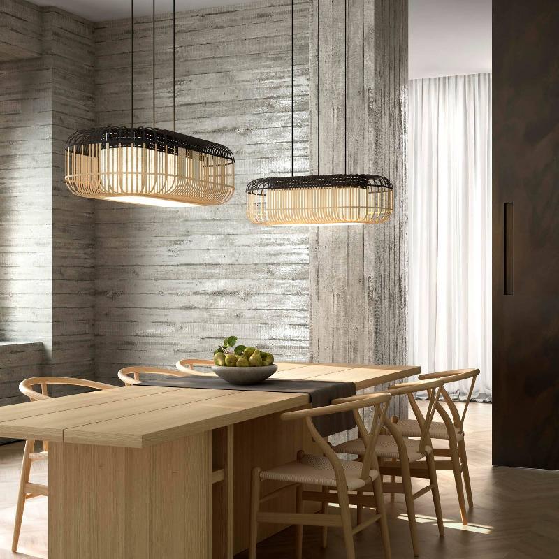 FORESTIER BAMBOO OVAL L SUSPENSION NOIR/NATUREL