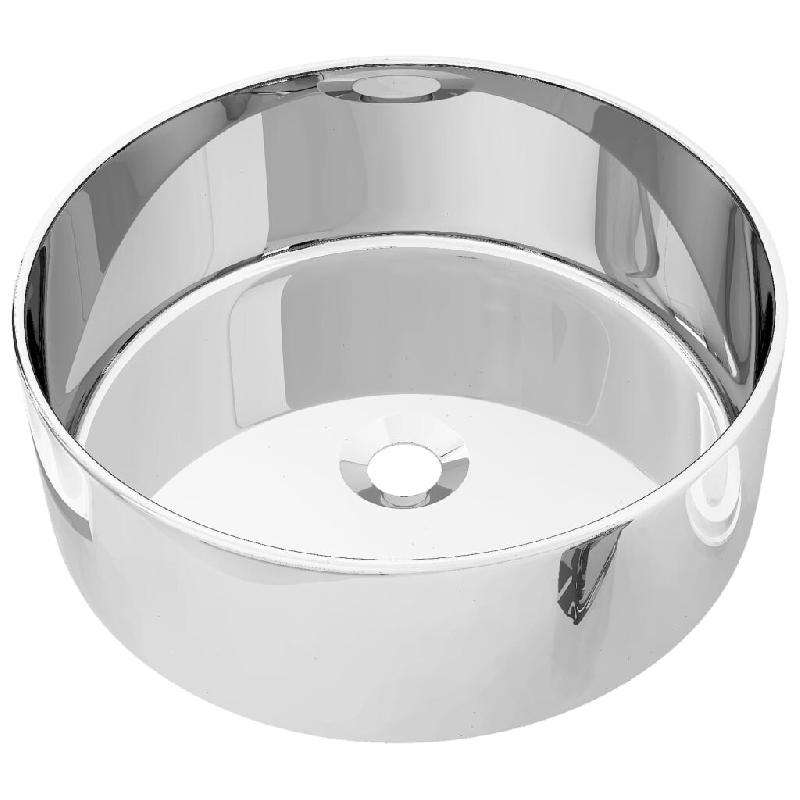 Helloshop26 - Lavabo vasque diamètre 40 cm céramique argenté 02_0002604 - 3000101011537_0