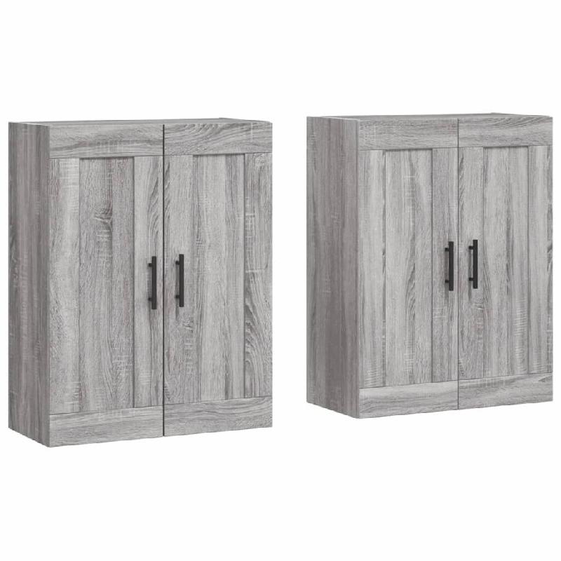 Helloshop26 - Lot de 2 armoires murales rangement pratique 69,5 x 34 x 90 cm en bois d'ingénierie sonoma gris 02_0055495 - gris Bois massif 300023904_0