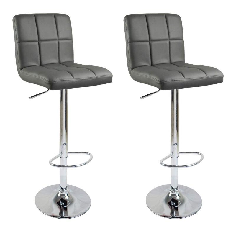 Helloshop26 - Tabourets de bar design en synthétique set de 2 gris 19_0000456 - 3000242608986_0