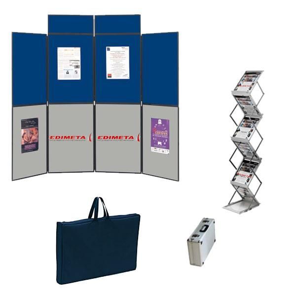 Kit stand 6 panneau + 2 pancarte + présentoir alu-plexi 6 case + sactransports_0