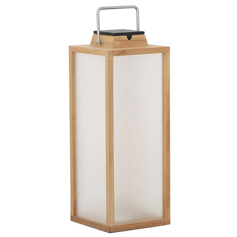 LES JARDINS LANTERNE SOLAIRE À LED TRADITION EN TECK HAUTEUR 65 CM
