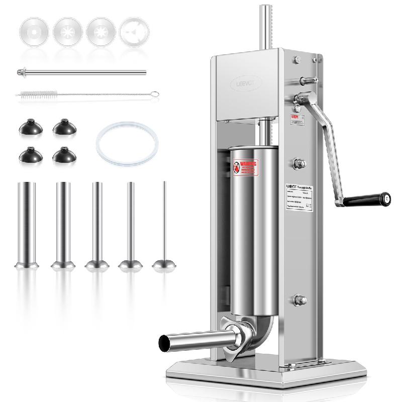 Leevot poussoir à saucisses manuel vertical TV5L - 5L inox 304 - 2 vitesses - 4 tubes de remplissage - valve de décompression - inox TV5L_0