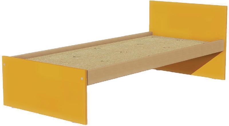 LIT TÊTE ET PIED DROIT SOMMIER AGGLO 90X190 CM IDENTITÉ ARGENT/ORANGE - MANUTAN COLLECTIVITÉS